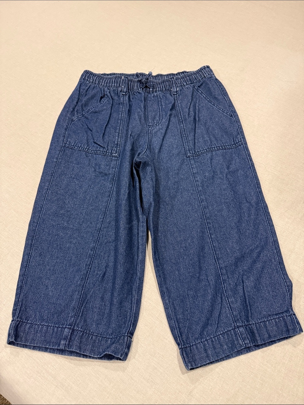 Karen Scott Indigo Wide-Leg Cropped Pull-On Jeans size PM